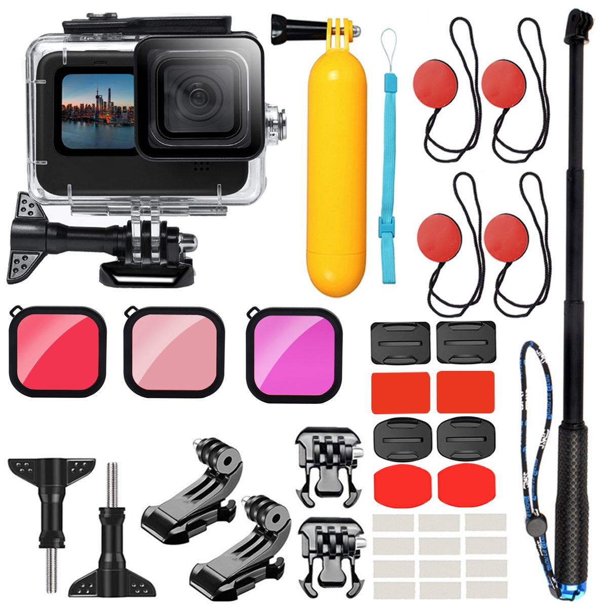 G10-TZ03 For GoPro Hero 9/10 Action Camera Accessories Kit Sports Camera Diving Set Surfing Equipment with Waterproof Case/Selfie Stick