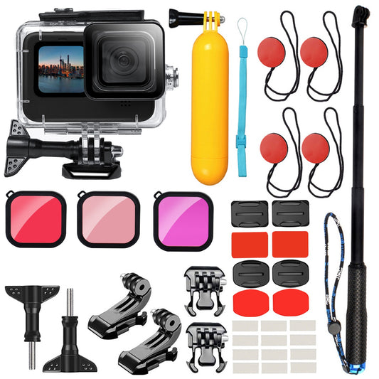 G10-TZ03 For GoPro Hero 9/10 Action Camera Accessories Kit Sports Camera Diving Set Surfing Equipment with Waterproof Case/Selfie Stick