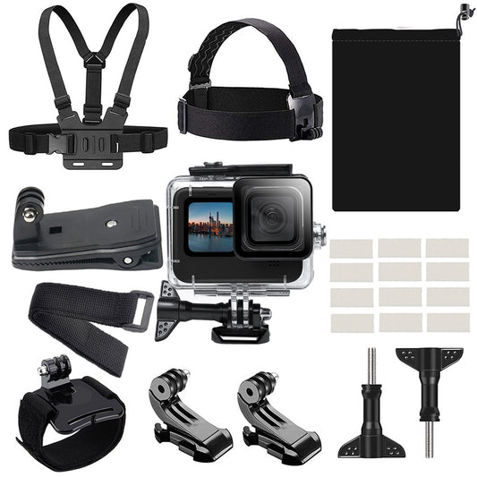 G10-TZ01 for GoPro Hero 9/10 23 in 1 Waterproof Housing Case Chest Strap Headband Wrist Strap Sports Camera Accessories Kit