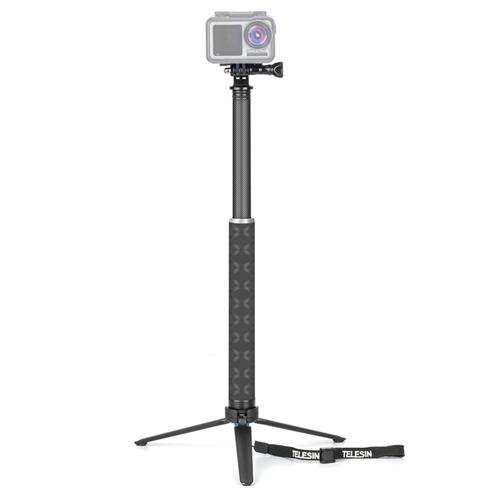 Uniqkart GP-MNP-90T For GoPro Hero 8/7/6 Action Camera Carbon Fiber Selfie Stick Extendable Tripod Mount Stand