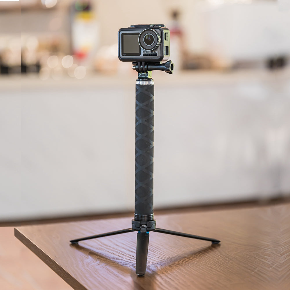 Uniqkart GP-MNP-90T For GoPro Hero 8/7/6 Action Camera Carbon Fiber Selfie Stick Extendable Tripod Mount Stand
