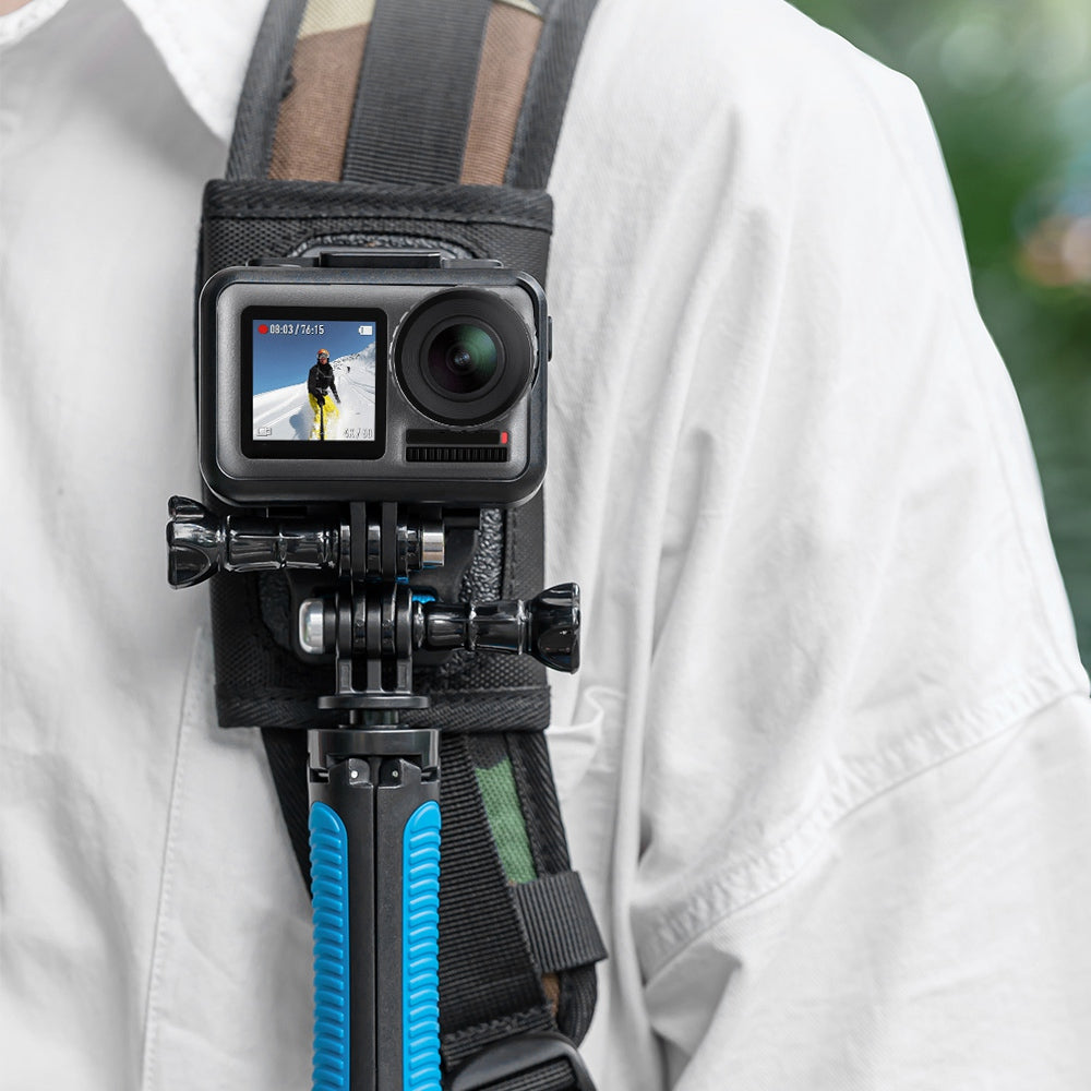 Uniqkart GP-MTB-T02-BK For GoPro/DJI Osmo Action Backpack Shoulder Strap Sport Camera Bracket Mount Stand - Transparent