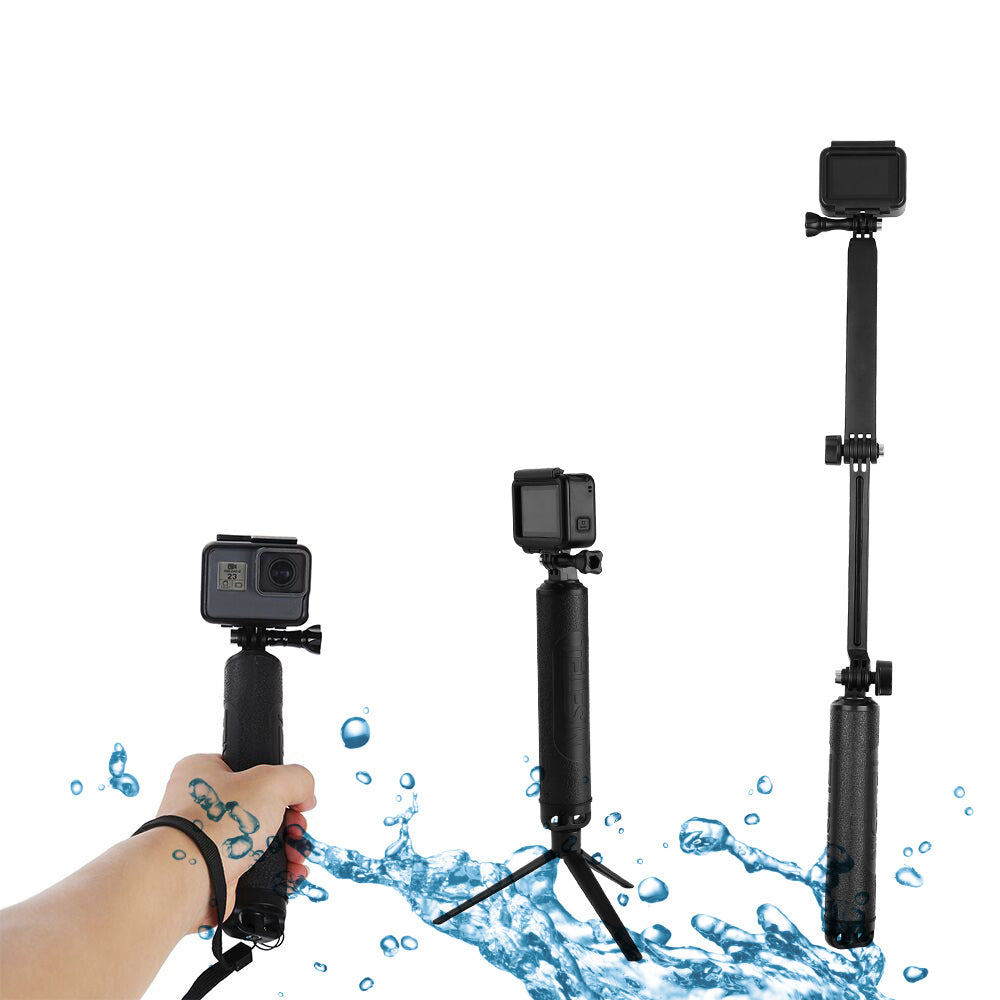 Uniqkart GP-MFW-300 For GoPro Action Camera Waterproof Selfie Stick Tripod Stand Floating 3-Way Grip Arm Monopod