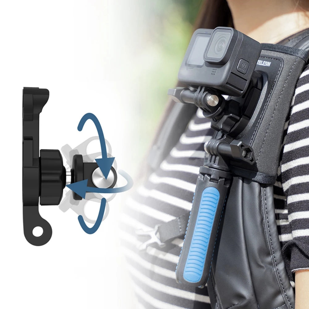 Uniqkart TE-ZJZ-001 For GoPro Hero/DJI Action 2 Backpack Shoulder Strap Action Camera Bracket Mount Stand