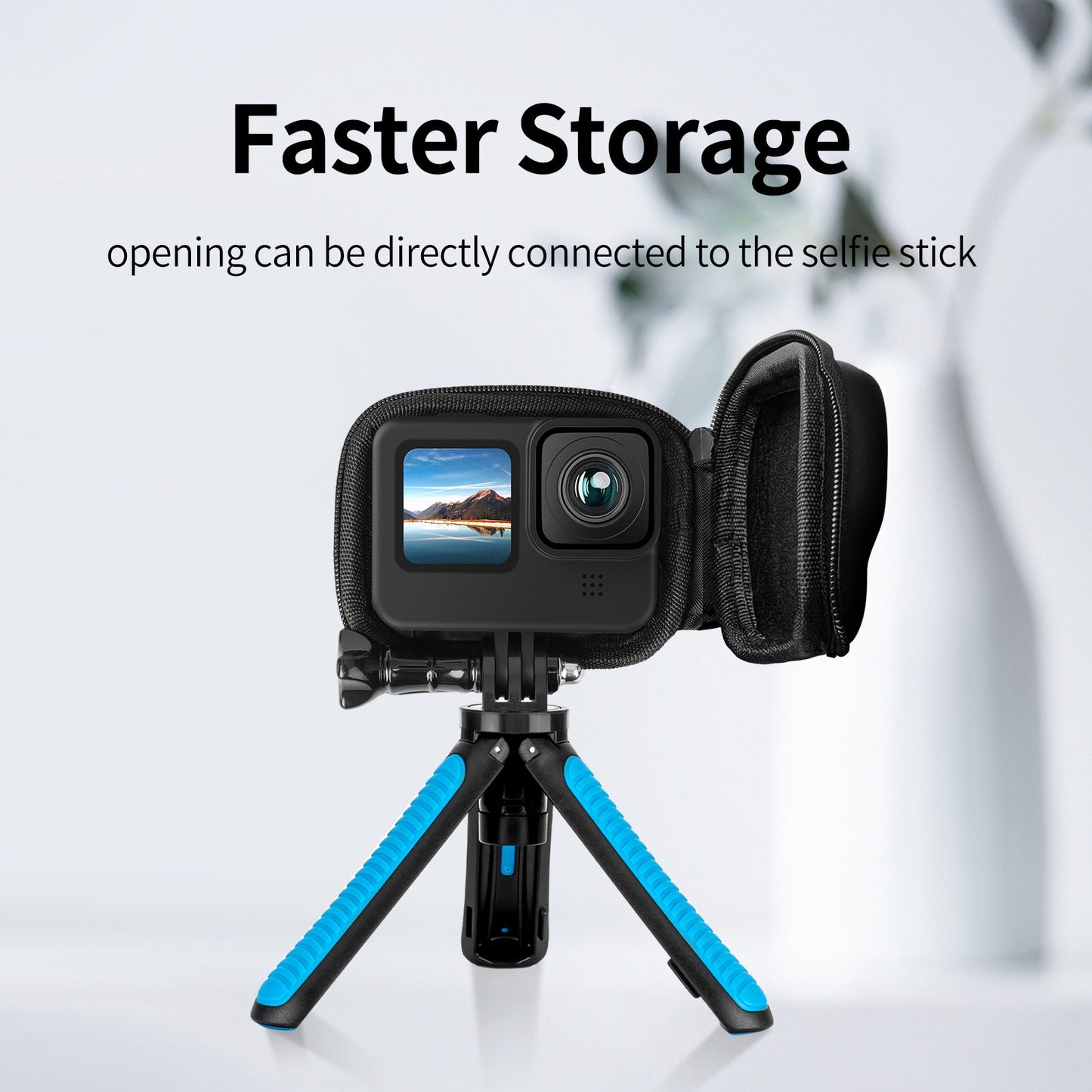 Uniqkart GP-CPB-901 Storage Bag for GoPro Hero 9 / 10 / 11 Shockproof EVA+PU Leather Carrying Case Portable Box Camera Accessories Travel Kit