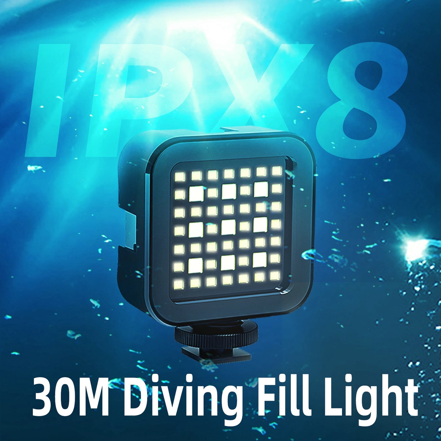 Uniqkart TE-BGD-004 30m RGB Diving Fill Light Portable Mini Video Light with 7 Lighting Mode for Indoor Shooting Live-Streaming