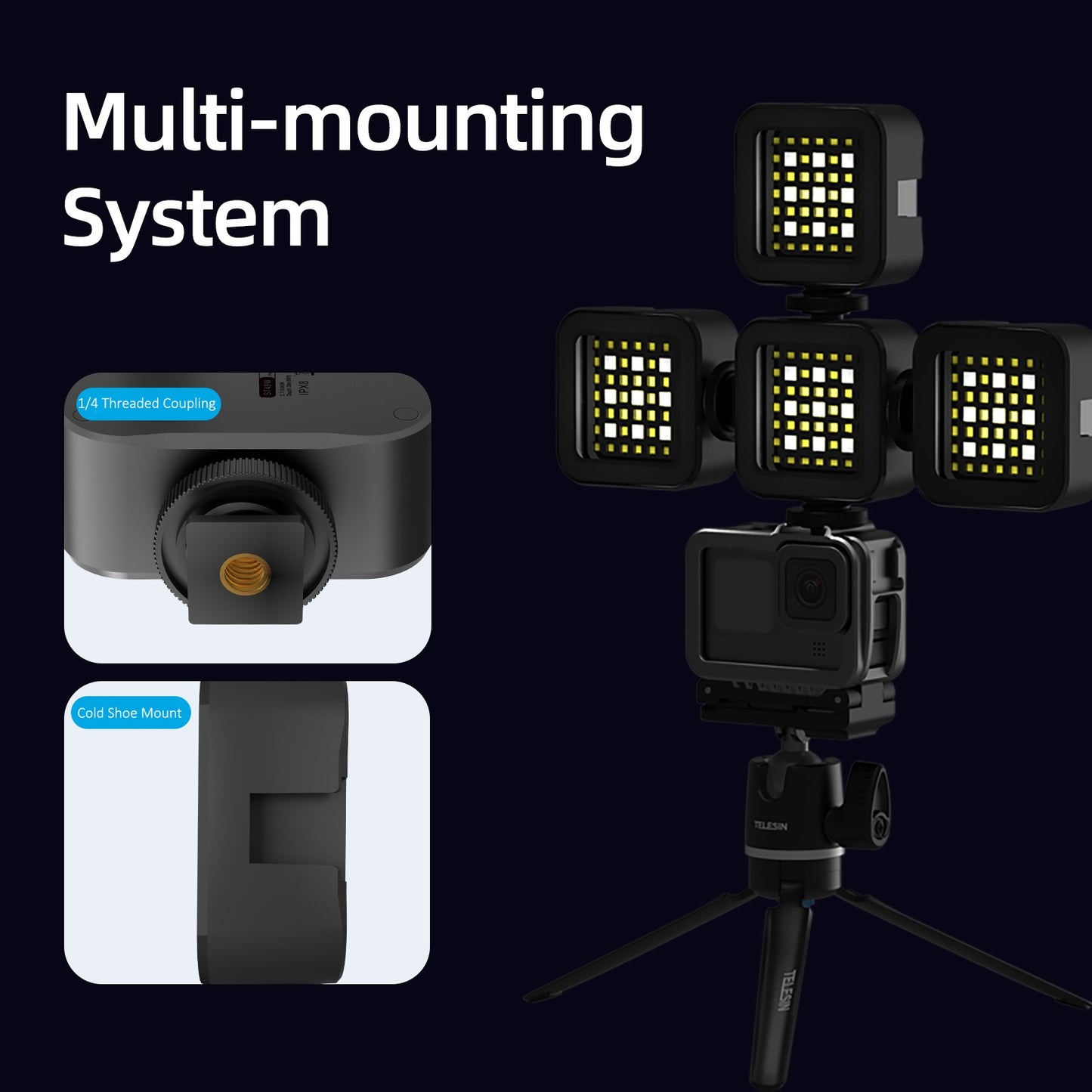 Uniqkart TE-BGD-004 30m RGB Diving Fill Light Portable Mini Video Light with 7 Lighting Mode for Indoor Shooting Live-Streaming