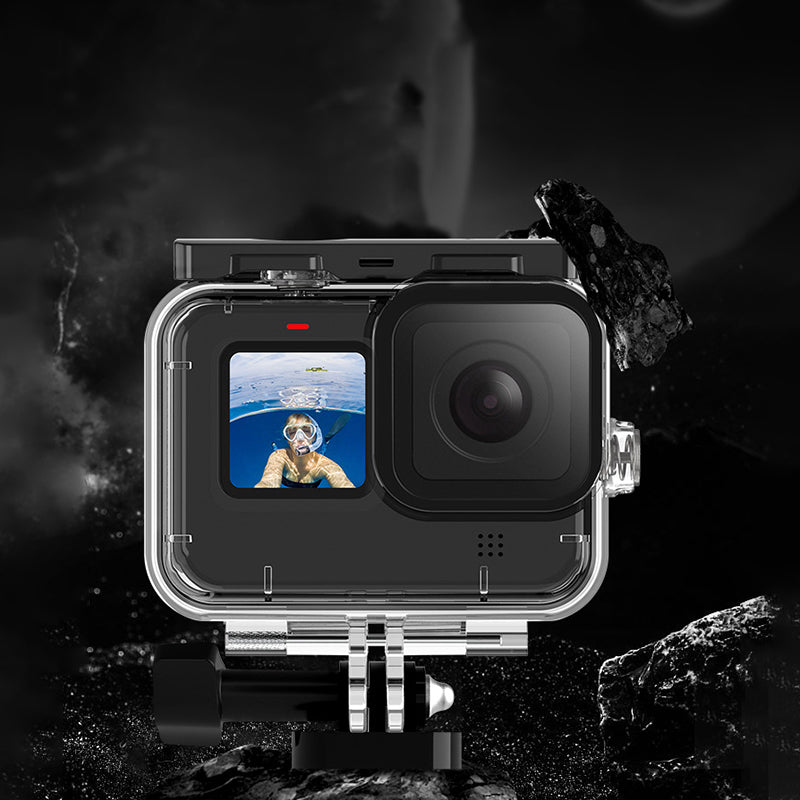 Uniqkart GP-WTP-904 For GoPro Hero 9 / 10 / 11 45m Underwater Camera Case Waterproof Protection Diving Shell with 3 Lens Filters