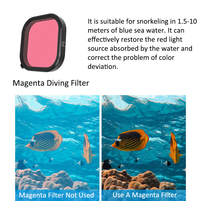 Uniqkart GP-WTP-904 For GoPro Hero 9 / 10 / 11 45m Underwater Camera Case Waterproof Protection Diving Shell with 3 Lens Filters