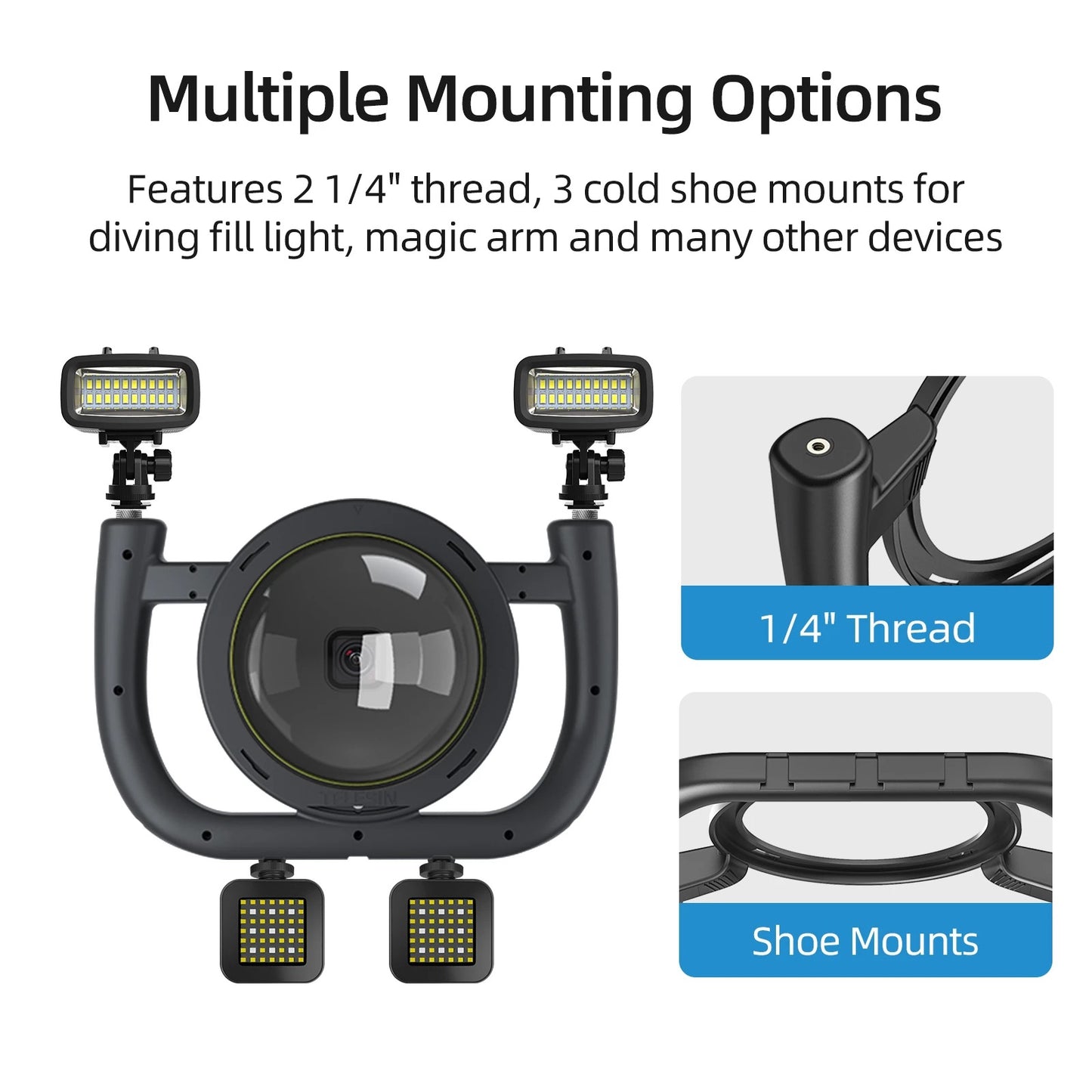 Uniqkart GP-DSD-001 For GoPro Dome Port Action Camera Waterproof Housing Handheld Diving Stand Rig Stabilizer
