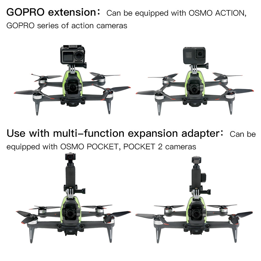 RCSTQ For DJI FPV Camera Top Expansion Bracket + 1/4 Screw Adapter Action Camera Mount Holder