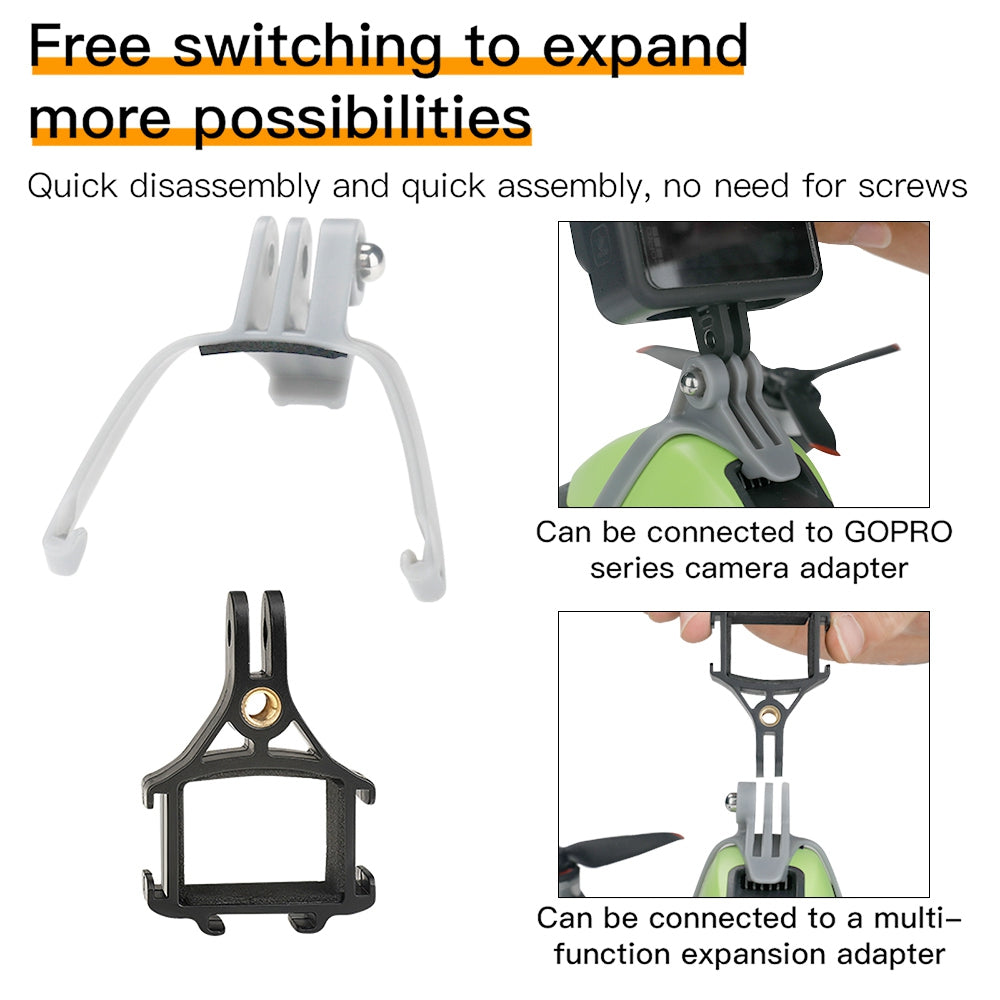 RCSTQ For DJI FPV Camera Top Expansion Bracket + 1/4 Screw Adapter Action Camera Mount Holder