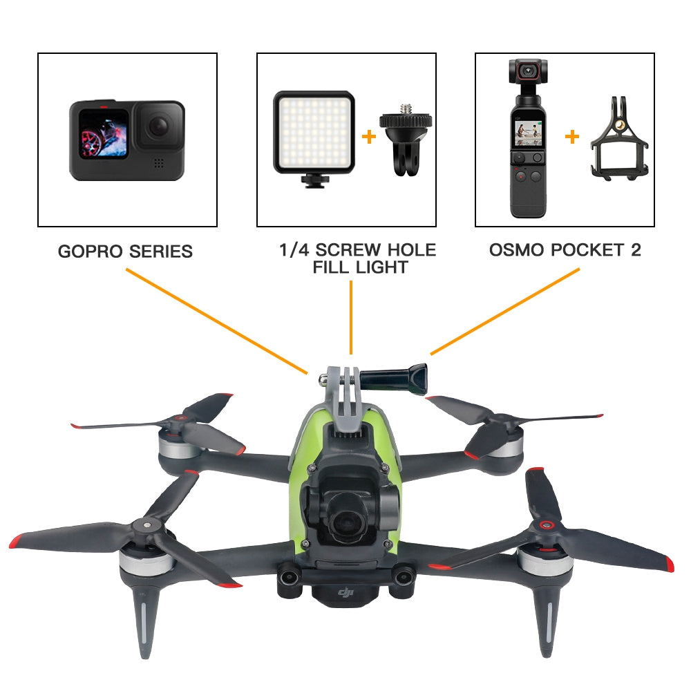 RCSTQ For DJI FPV Camera Top Expansion Bracket + 1/4 Screw Adapter Action Camera Mount Holder