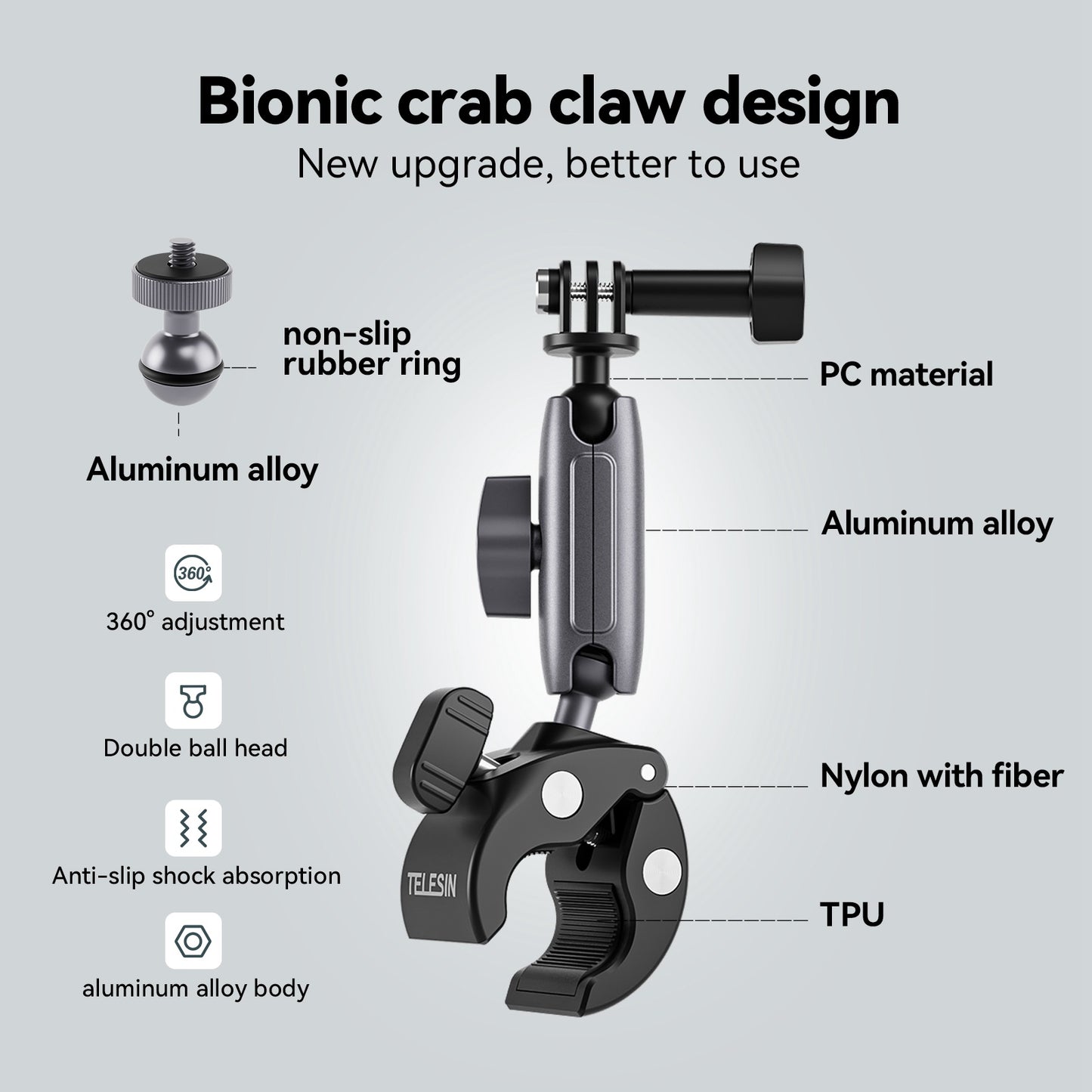 Uniqkart GP-HBM-001 Motorcycle Bicycle Camera Holder Handlebar Mount Aluminum Alloy Action Camera Phone Bracket