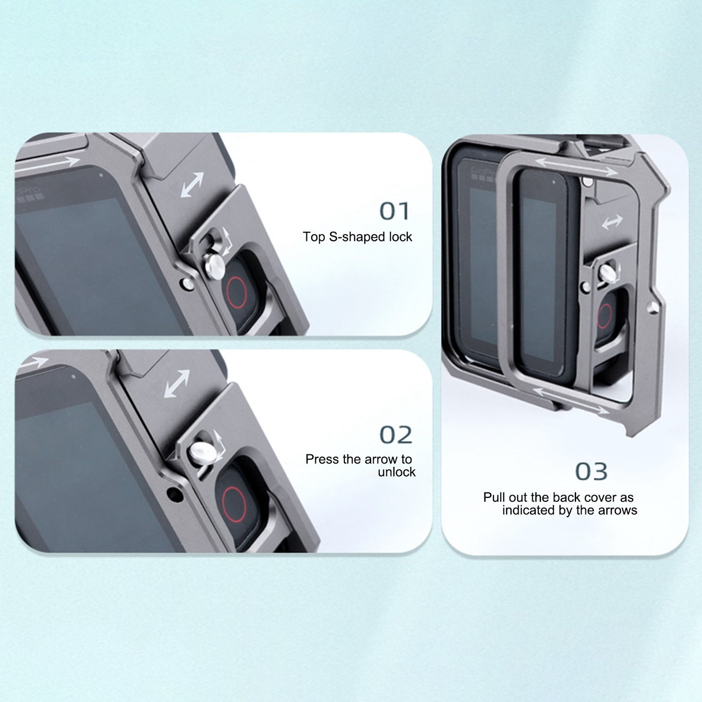 Scratch-Resistant Frame Cage for GoPro Hero 9/10 Action Camera Aluminum Alloy Cage Accessories