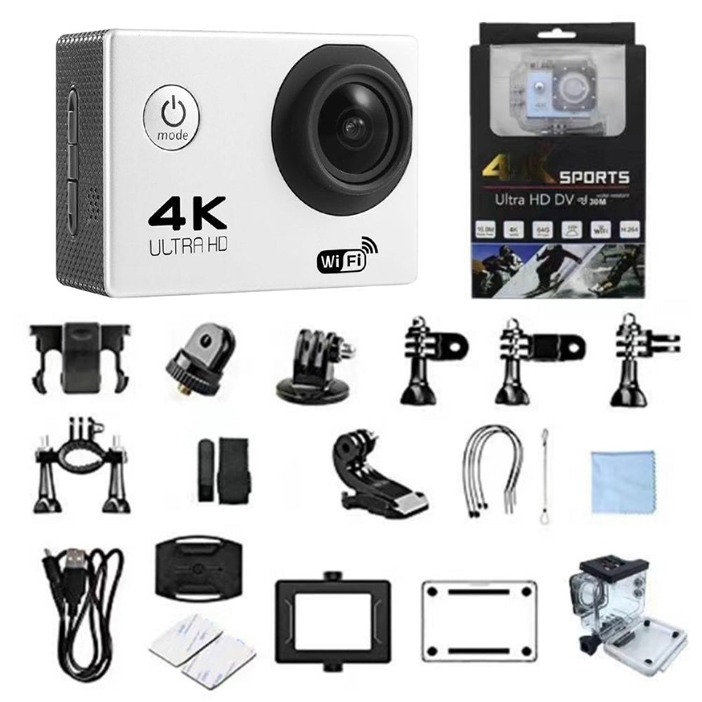 SJ4000 SD3H-2 4K 30FPS WiFi Action Camera Ultra HD Extreme Sports DV Camera with Waterproof Case - White