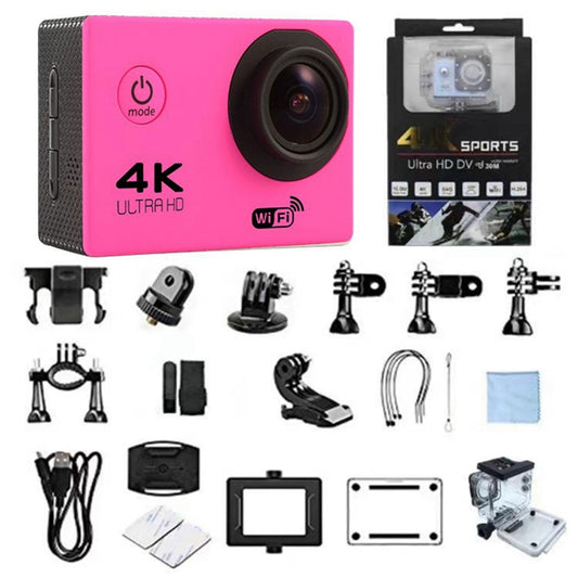 SJ4000 SD3H-2 4K 30FPS WiFi Action Camera Ultra HD Extreme Sports DV Camera with Waterproof Case - Rose