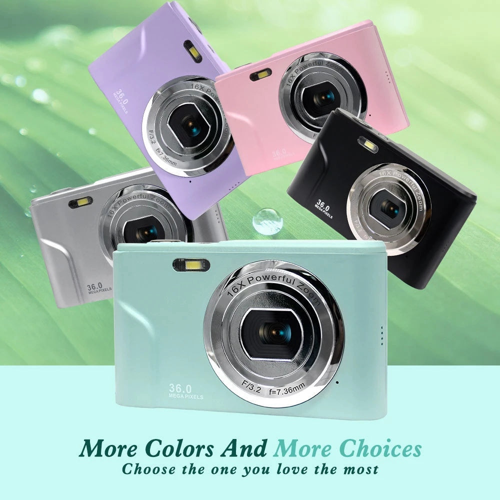 DC311L-AF 2.4-inch Rechargeable Zoomable 48MP HD Digital Camera Student Home Camera - Purple / EU Plug