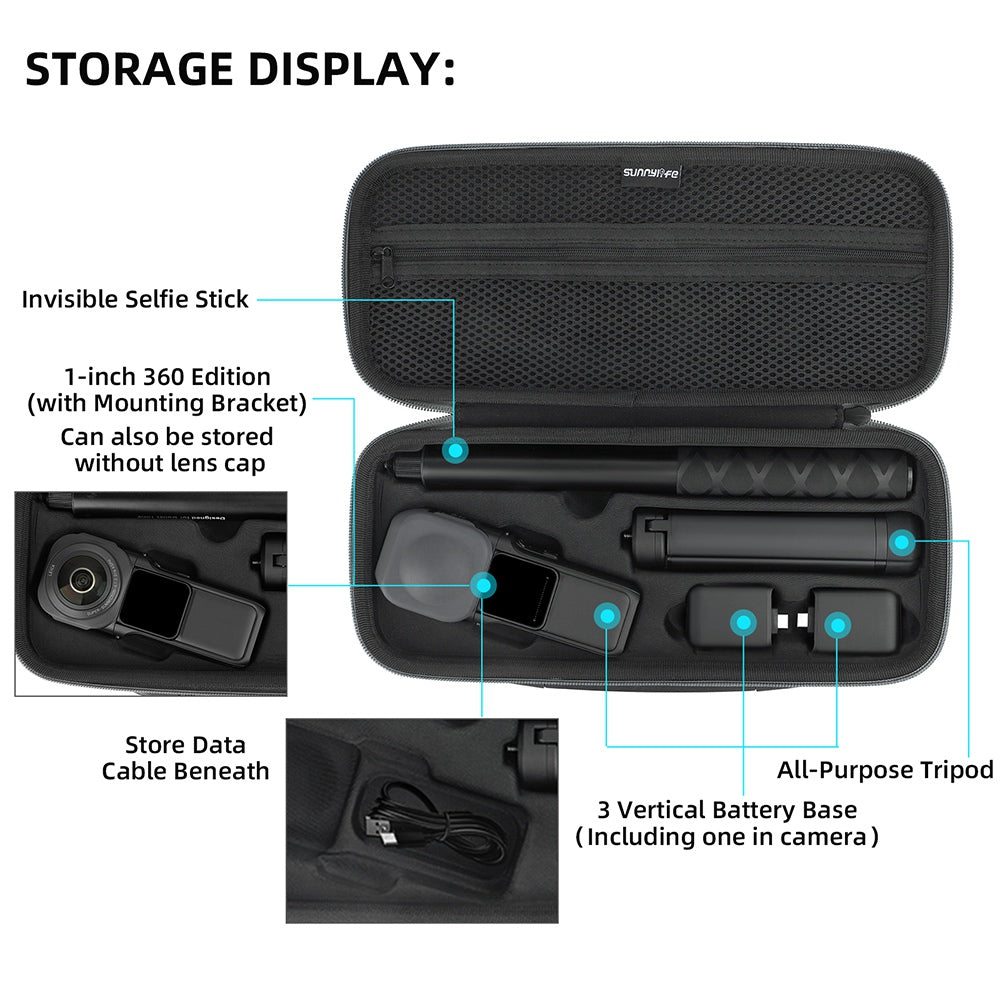 Uniqkart IST-B462 Portable Carrying Case for Insta360 ONE RS 1-Inch Pancam, Hard EVA Handbag Portable Storage Bag Camera Protection Box