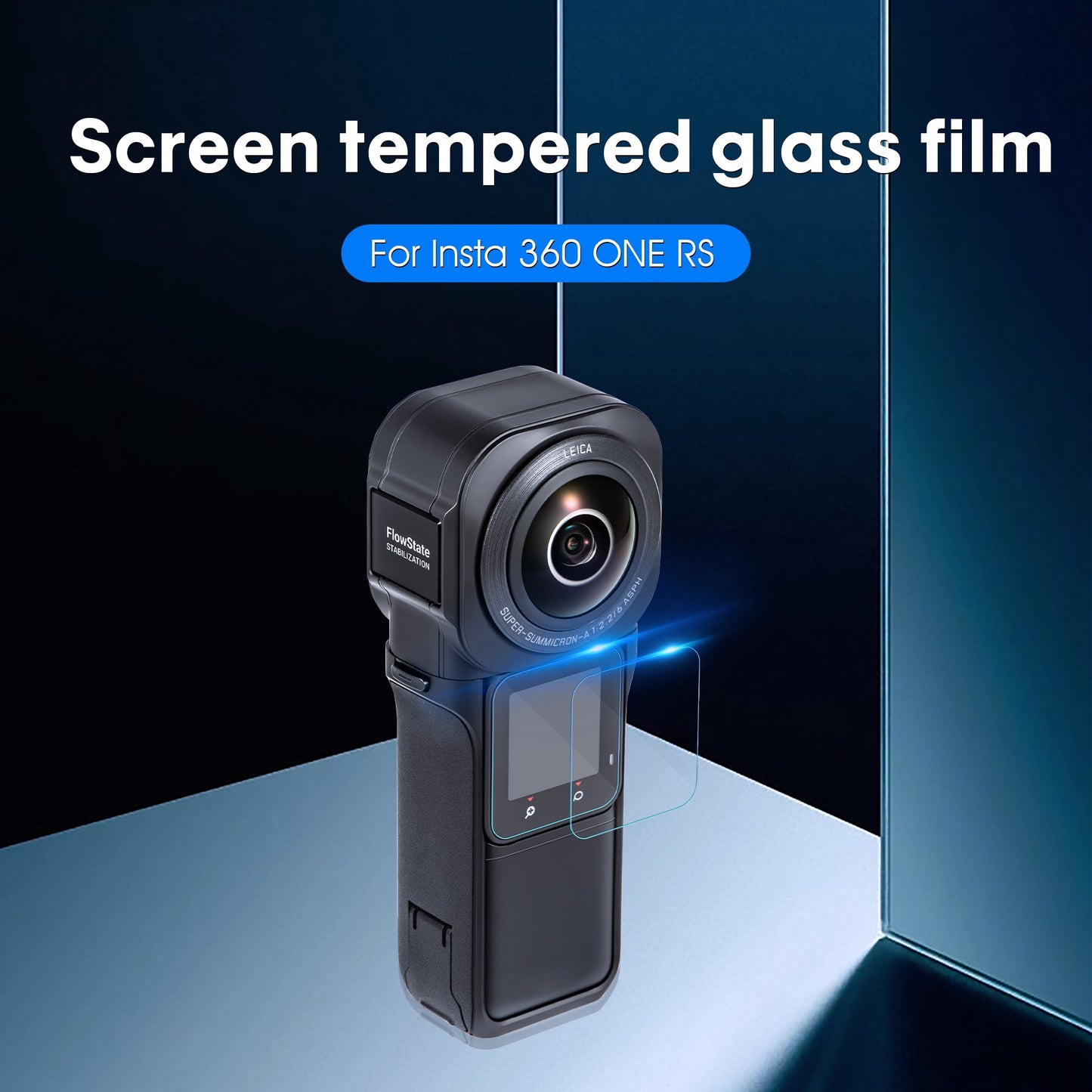 Uniqkart 1111065 for Insta360 ONE RS Panoramic Camera 2Pcs Tempered Glass Explosion-proof Screen Protector Cover Film