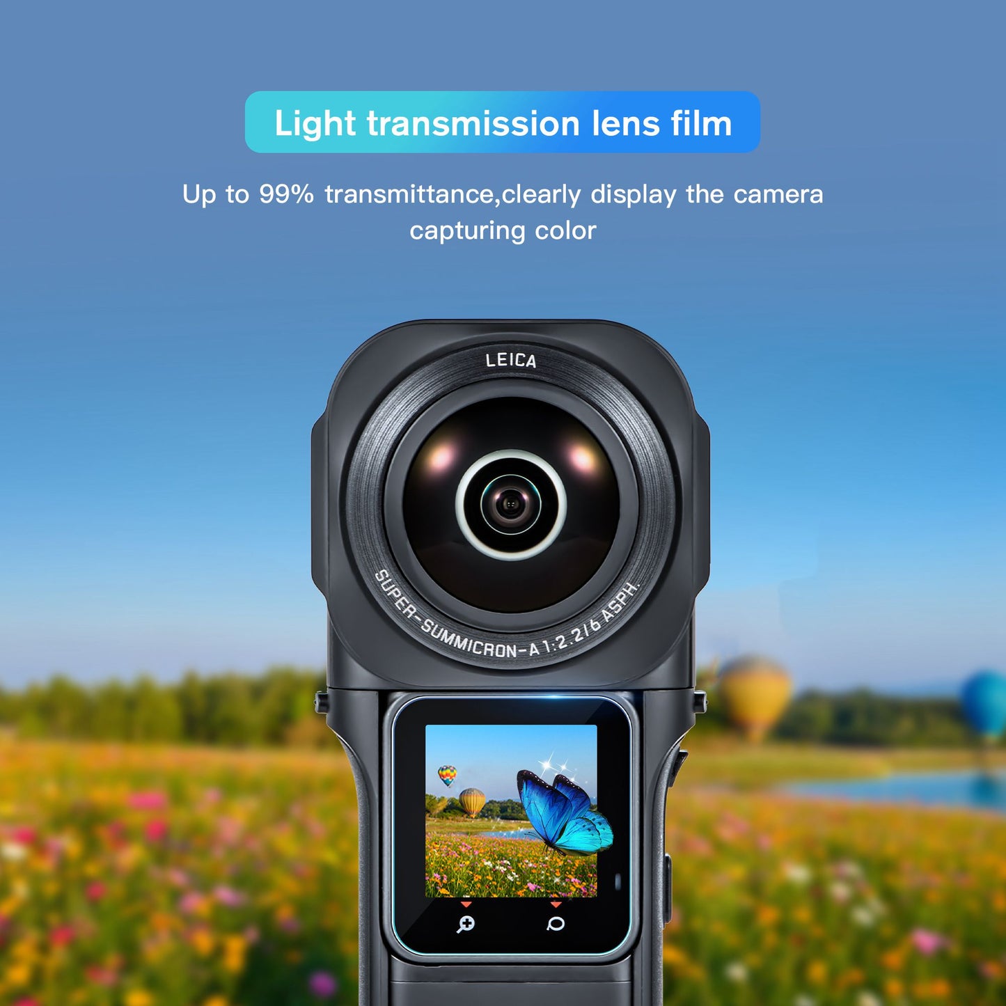 Uniqkart 1111065 for Insta360 ONE RS Panoramic Camera 2Pcs Tempered Glass Explosion-proof Screen Protector Cover Film