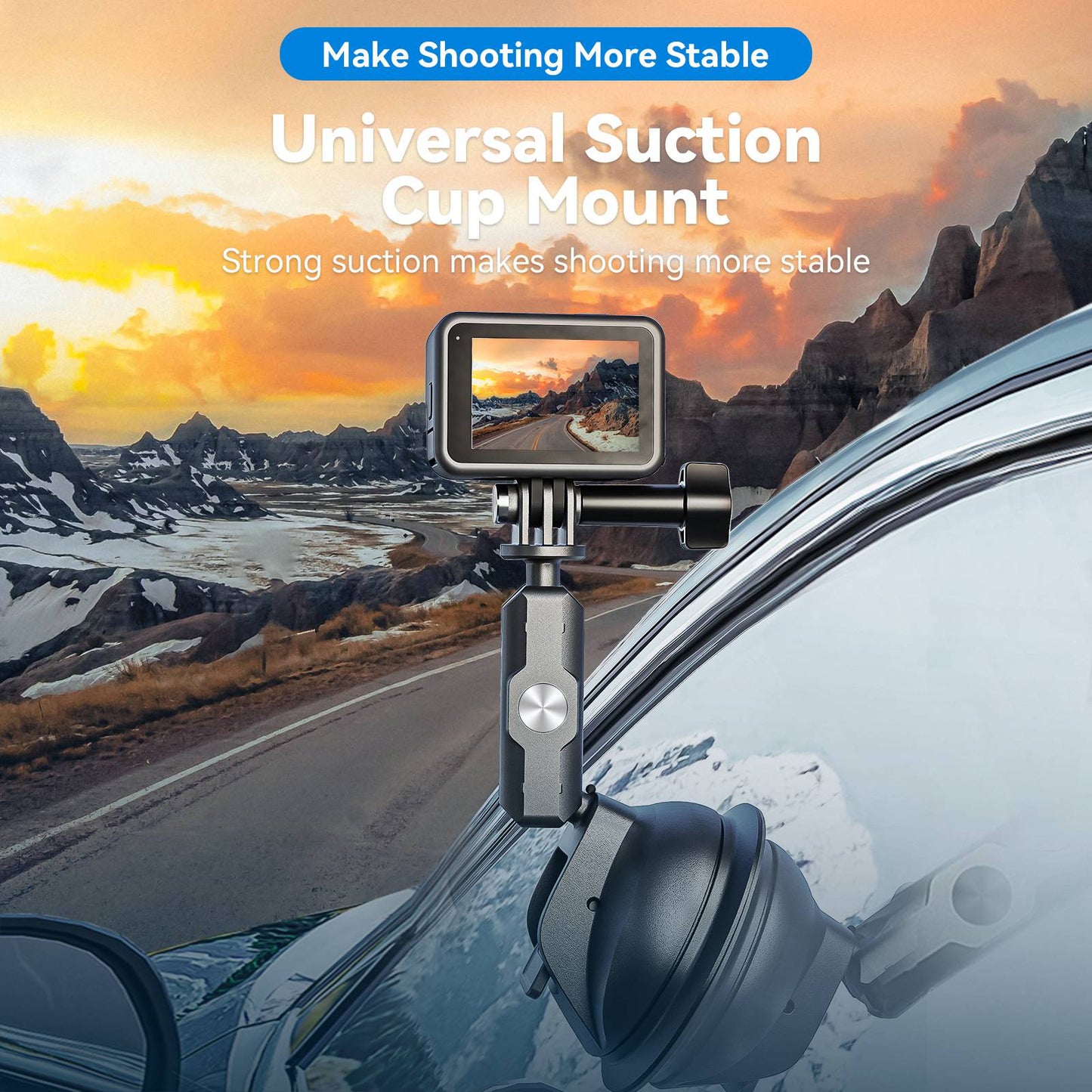 TELESIN Universal Rotatable Camera Stand Suction Cup Bracket for GoPro Action Camera Mobile Phone