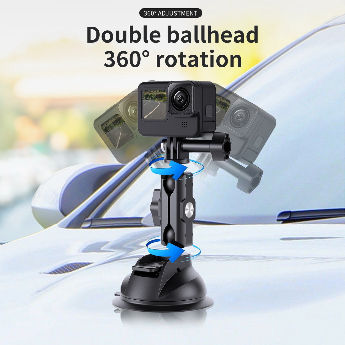TELESIN Universal Rotatable Camera Stand Suction Cup Bracket for GoPro Action Camera Mobile Phone