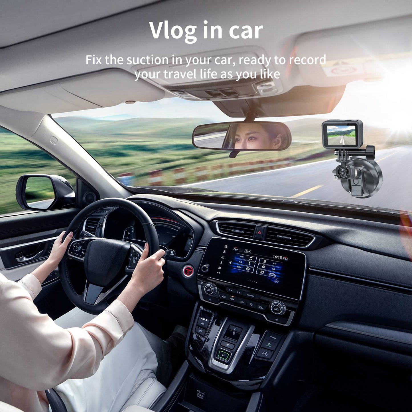 TELESIN Universal Rotatable Camera Stand Suction Cup Bracket for GoPro Action Camera Mobile Phone