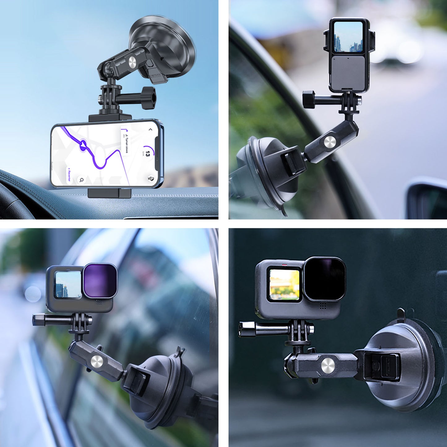 TELESIN Universal Rotatable Camera Stand Suction Cup Bracket for GoPro Action Camera Mobile Phone