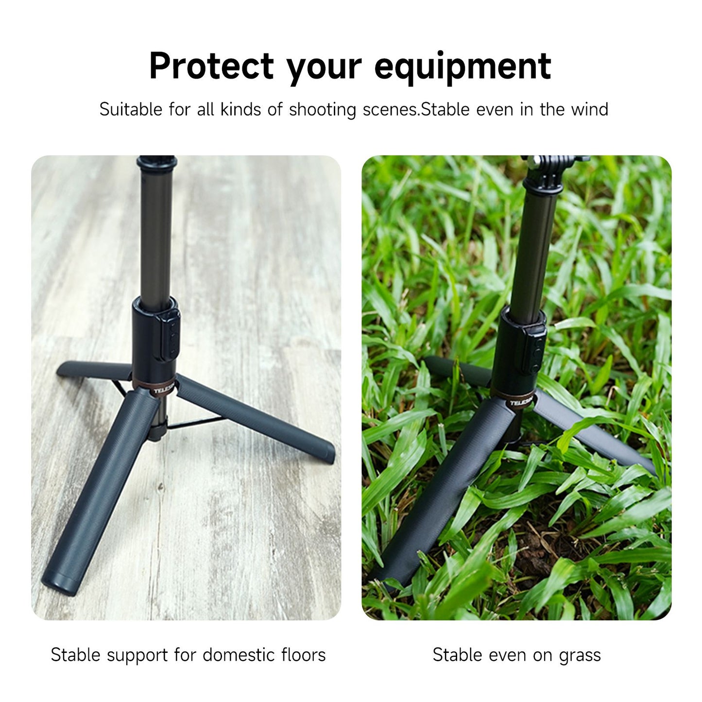 Uniqkart TE-RCSS-003 1.3m Aluminum Alloy Telescopic Selfie Stick Bluetooth Remote Control Camera Tripod for GoPro11 / 10