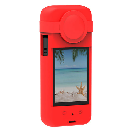 OX3-GJT-BK Silicone Protective Case for Insta360 One X3 Soft Sleeve Panoramic Camera Dustproof Shell - Red