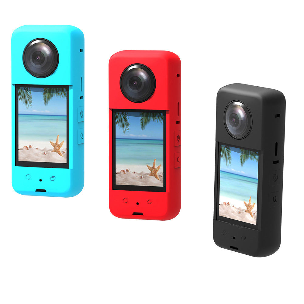 OX3-GJT-BK Silicone Protective Case for Insta360 One X3 Soft Sleeve Panoramic Camera Dustproof Shell - Red