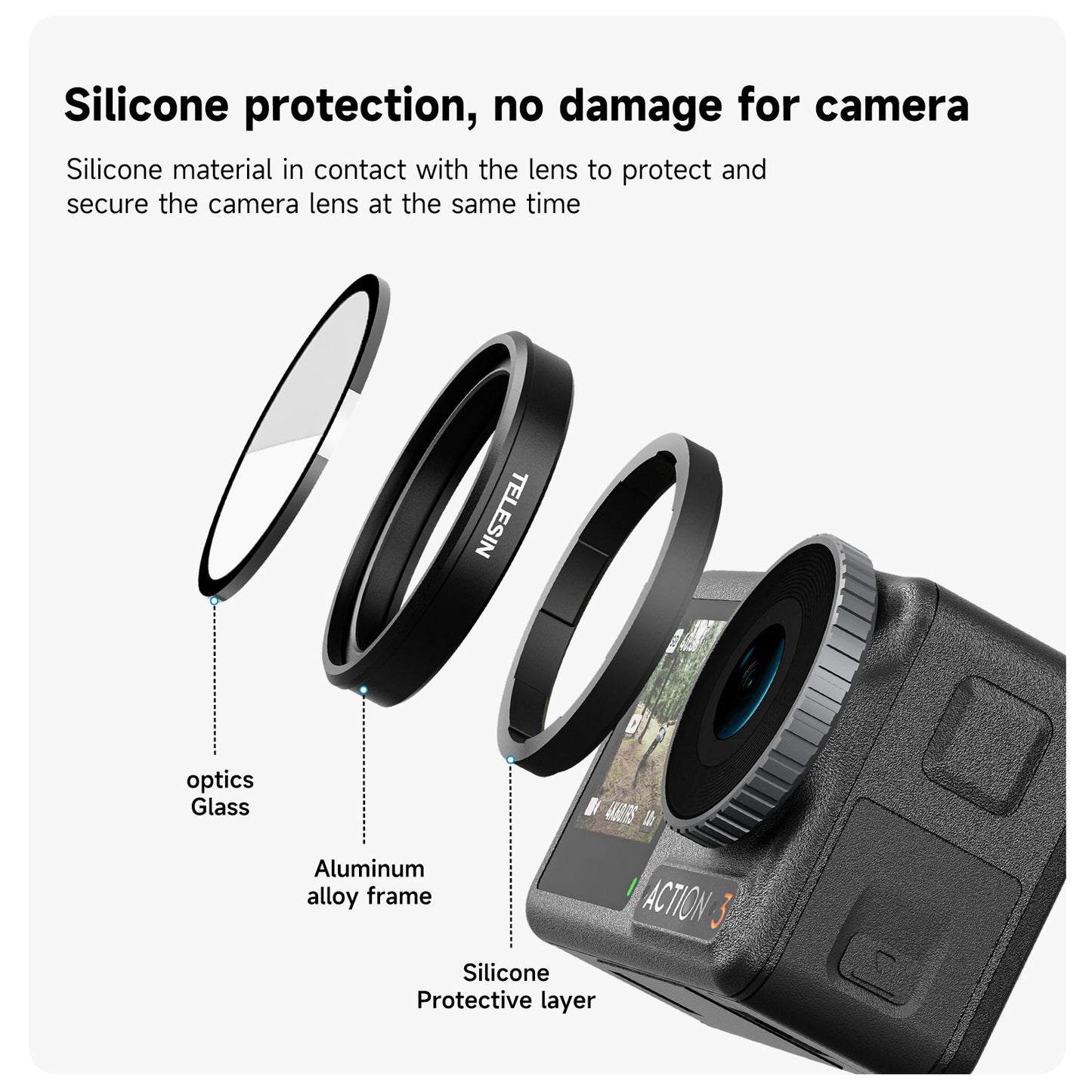 Uniqkart OA-FLT-005 For DJI Osmo Action 3 Camera Lens Filters Set Optical Glass CPL + ND8 + ND16 + ND32 Filters