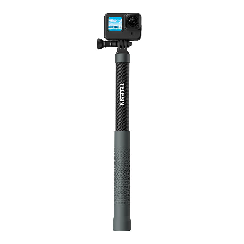 Uniqkart GP-MNP-002 1.2m Carbon Fiber Extendable Selfie Stick Lightweight Selfie Pole Compatible for GoPro Insta360 Cameras