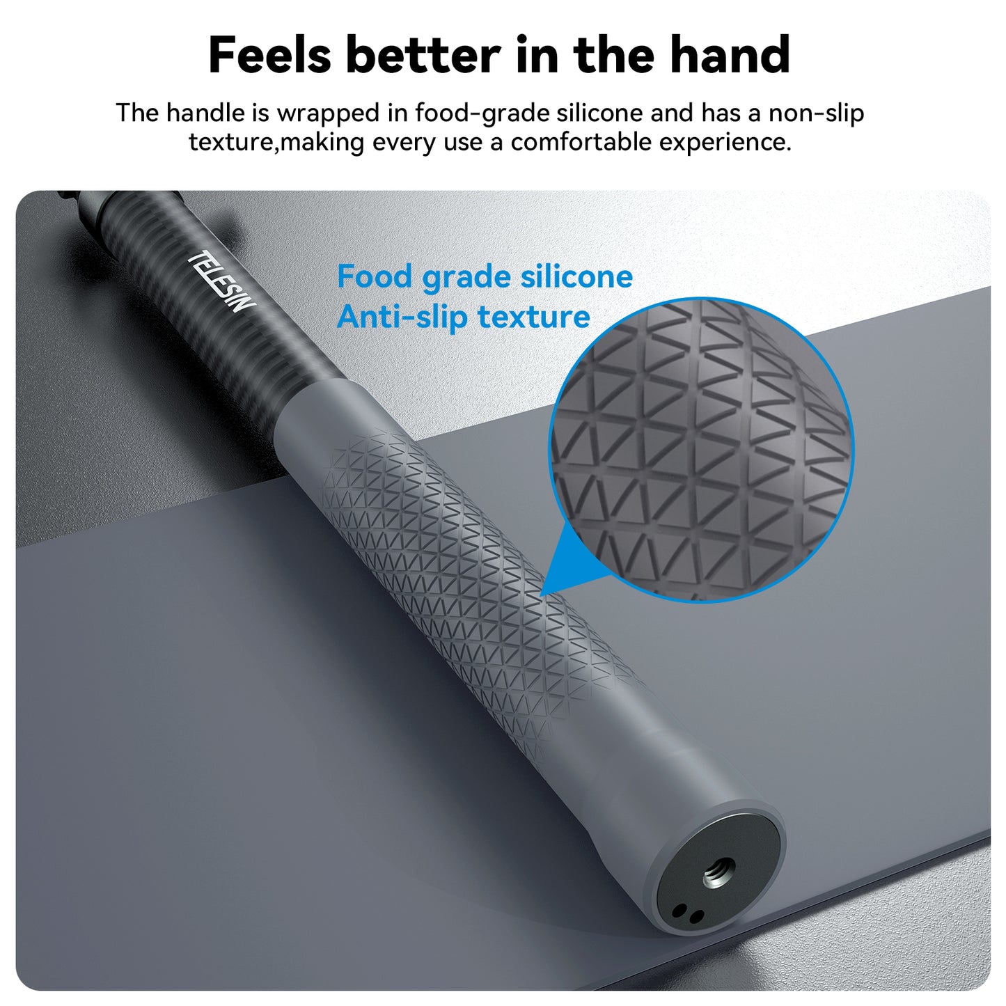 Uniqkart GP-MNP-002 1.2m Carbon Fiber Extendable Selfie Stick Lightweight Selfie Pole Compatible for GoPro Insta360 Cameras