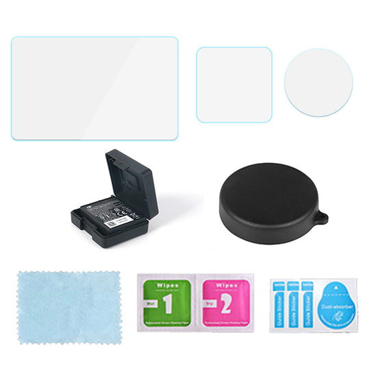 Tempered Glass Screen Protector Set for DJI Osmo Action 3 Sports Camera Battery Case + Lens Cover Action Camera Accessories