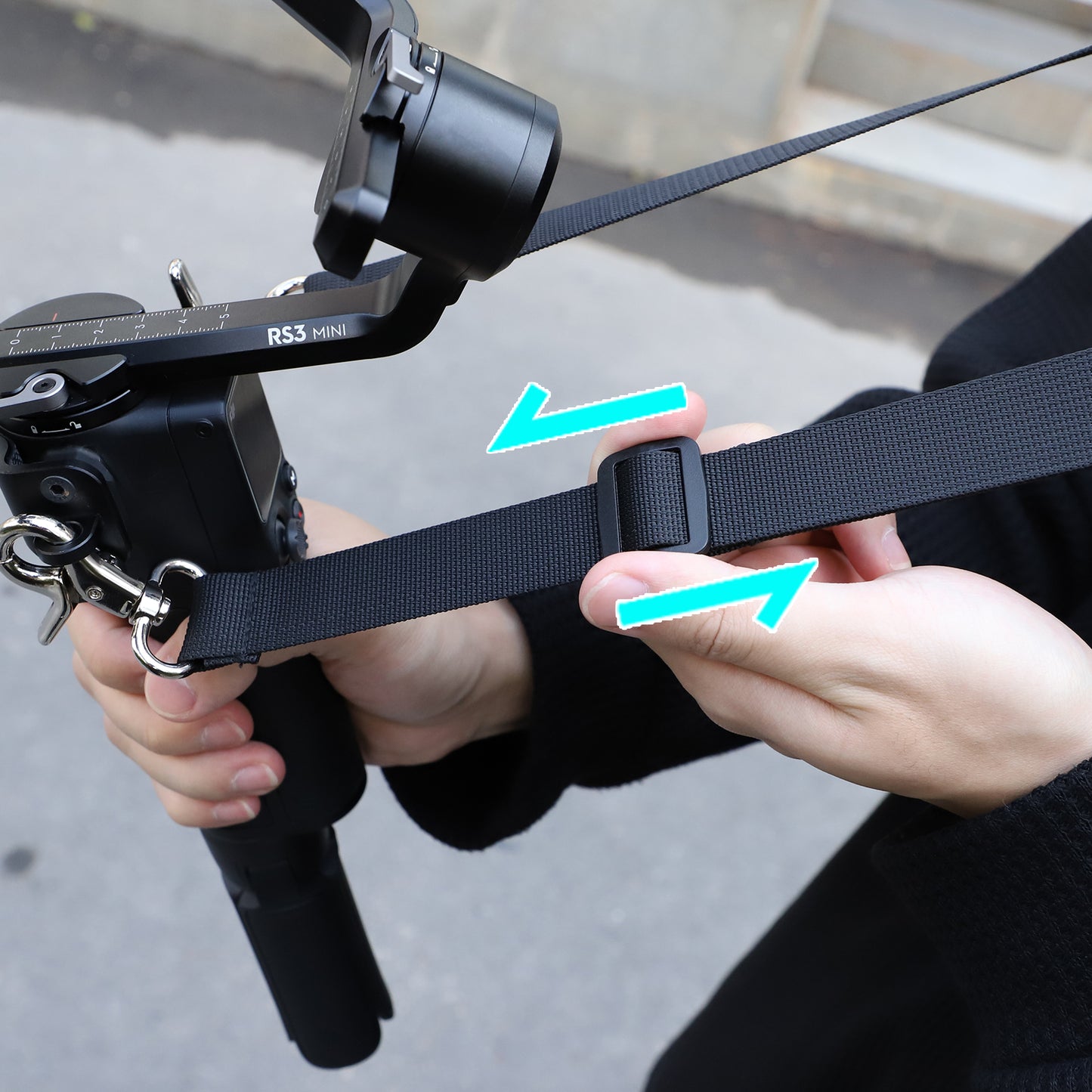 Uniqkart RO-GS560 For DJI RS 3 Mini Gimbal Camera Stabilizer Dual Metal Hook+Adjustable Neck Lanyard Shoulder Strap