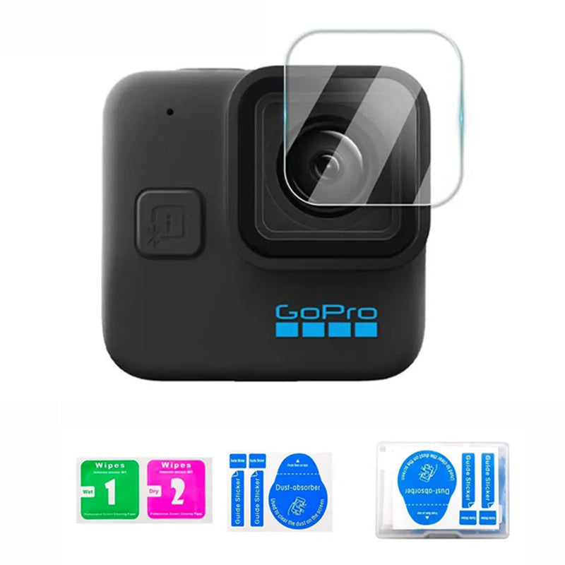 Uniqkart for GoPro Hero 11 Black Mini Silicone Protective Cover Action Camera Anti-collision Case with Tempered Glass Lens Film - Black