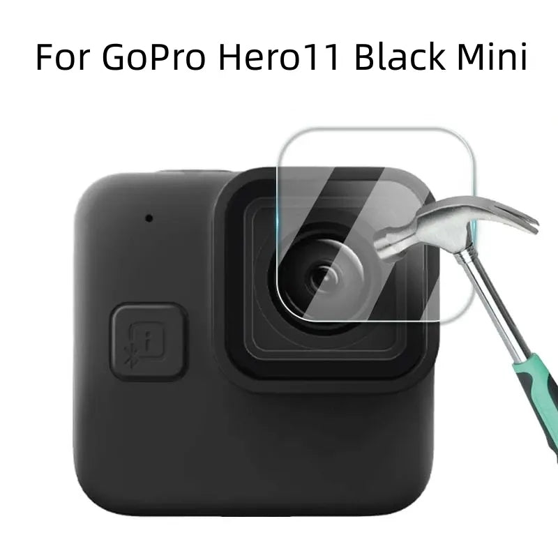Uniqkart for GoPro Hero 11 Black Mini Silicone Protective Cover Action Camera Anti-collision Case with Tempered Glass Lens Film - Black