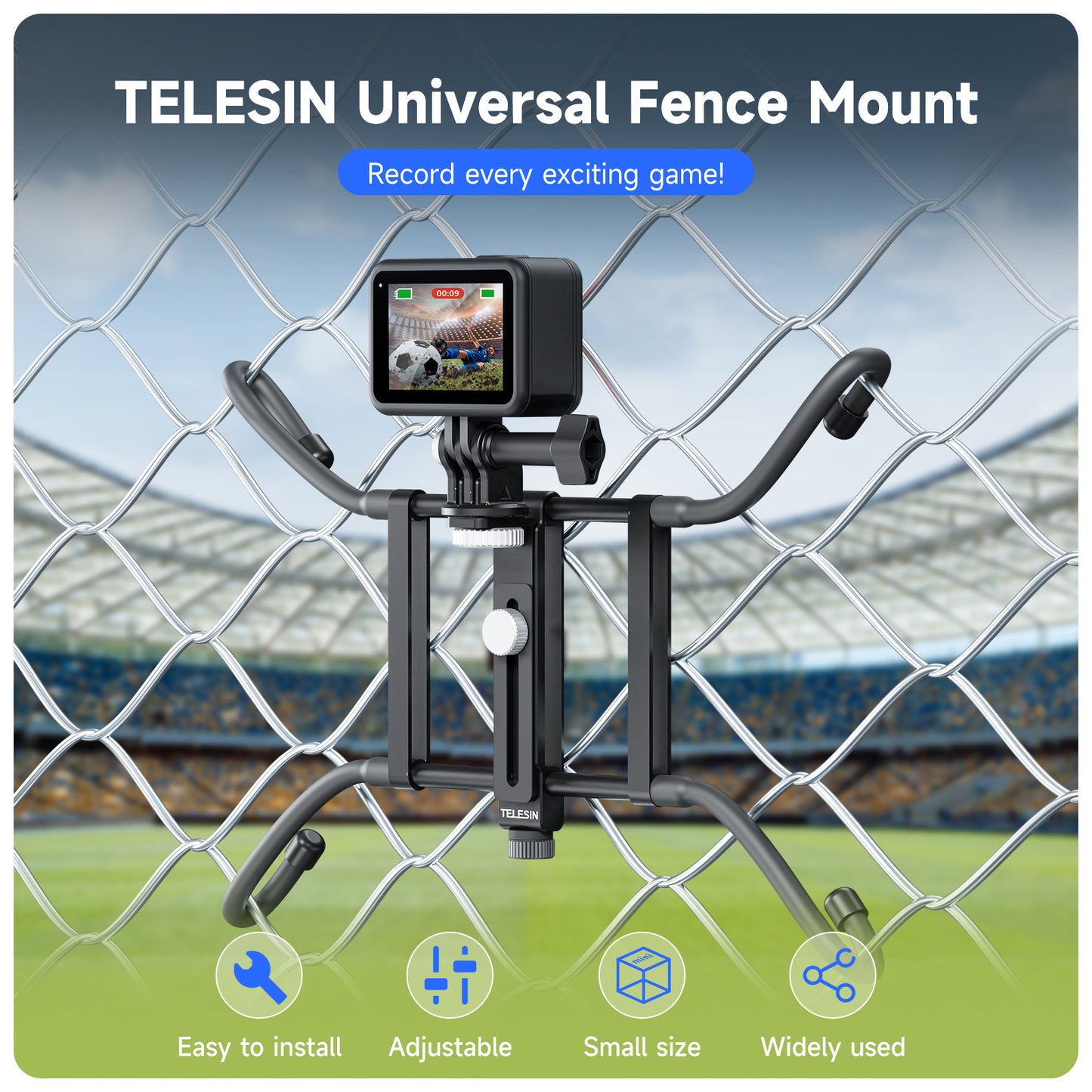 Uniqkart TE-FM-001 Aluminum Alloy Action Camera Hanging Net Bracket with Phone Clip