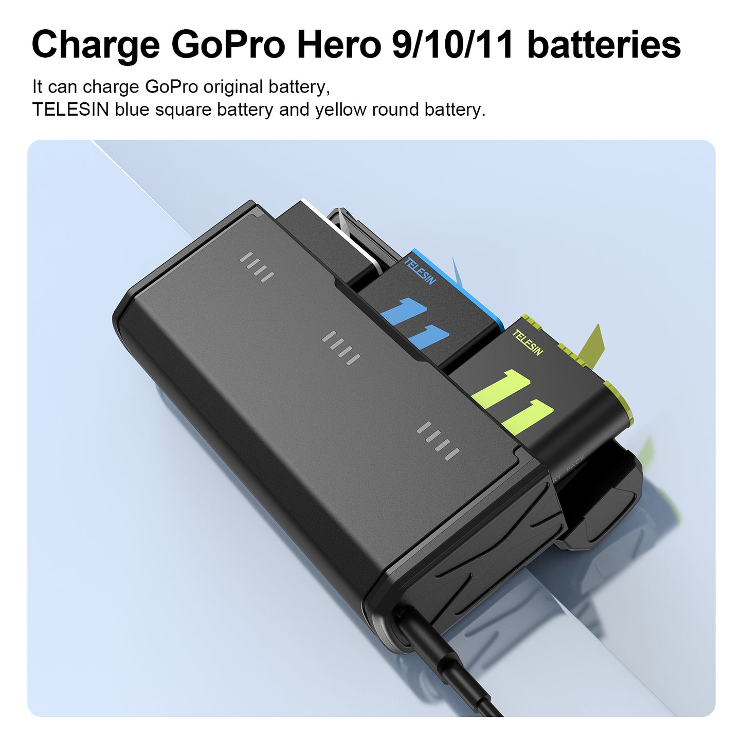 Uniqkart GP-HPK-011 for GoPro Hero 9 / 10 / 11  3 Slots TF Card Storage Pocket Battery Charger Box