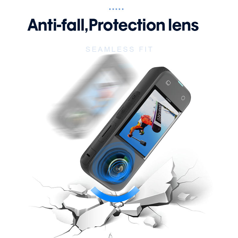 Uniqkart 1114560 For Insta360 X3 Front + Rear Camera Lens Guard Anti-scratch Clear PC Protective Cover