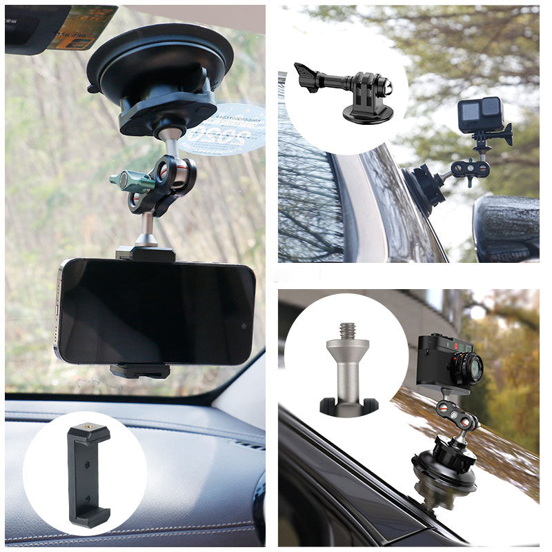 FLW391 for GoPro Action Camera Sucker Mount Bracket Aluminum Alloy Sport Camera Car Holder Support Stand