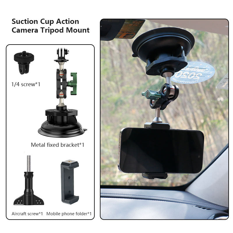 FLW391 for GoPro Action Camera Sucker Mount Bracket Aluminum Alloy Sport Camera Car Holder Support Stand