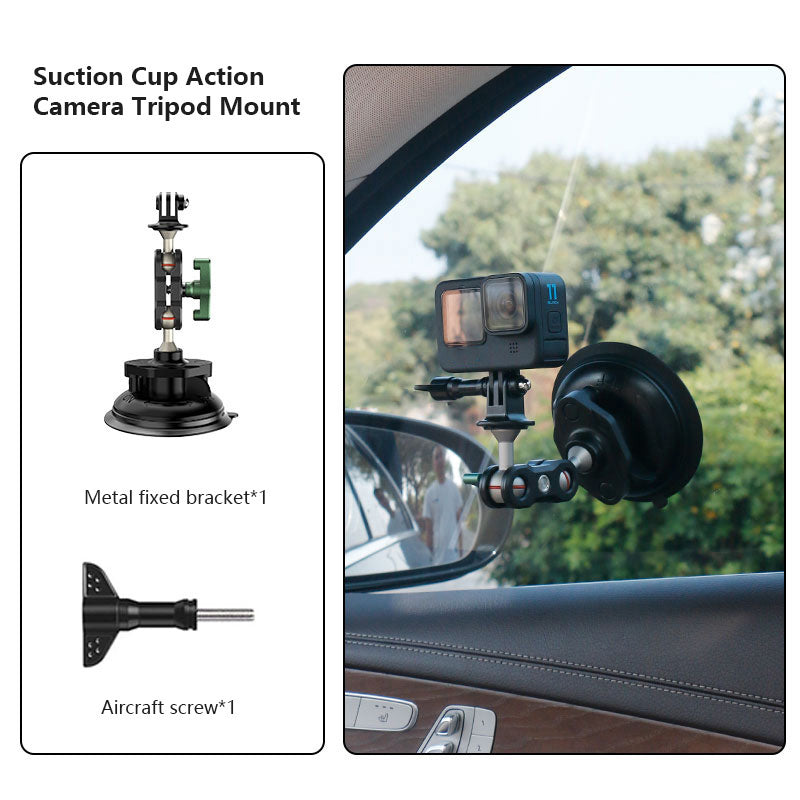 FLW391 for GoPro Action Camera Sucker Mount Bracket Aluminum Alloy Sport Camera Car Holder Support Stand