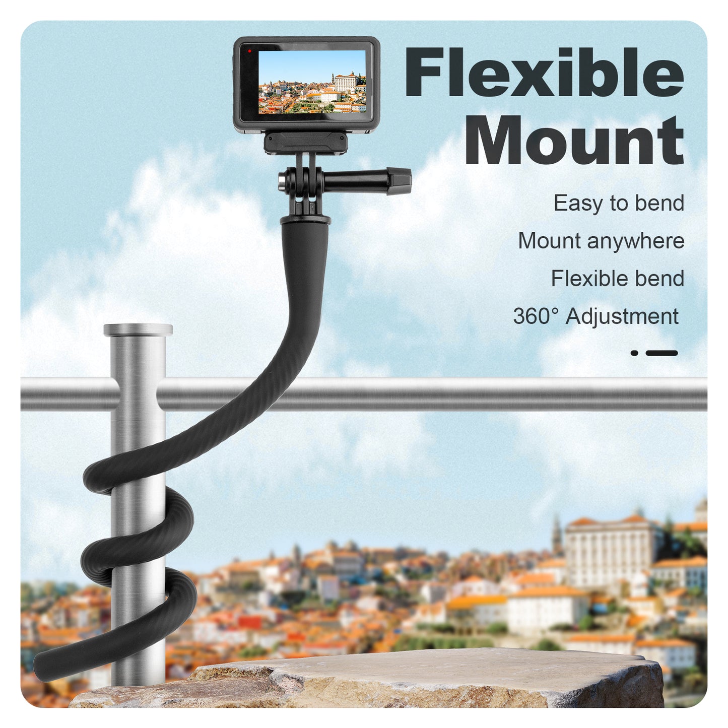 Uniqkart TE-FM-002 Flexible Phone Mount Adapter Holder for GoPro, DJI Action Camera Selfie Stick Phone Bracket