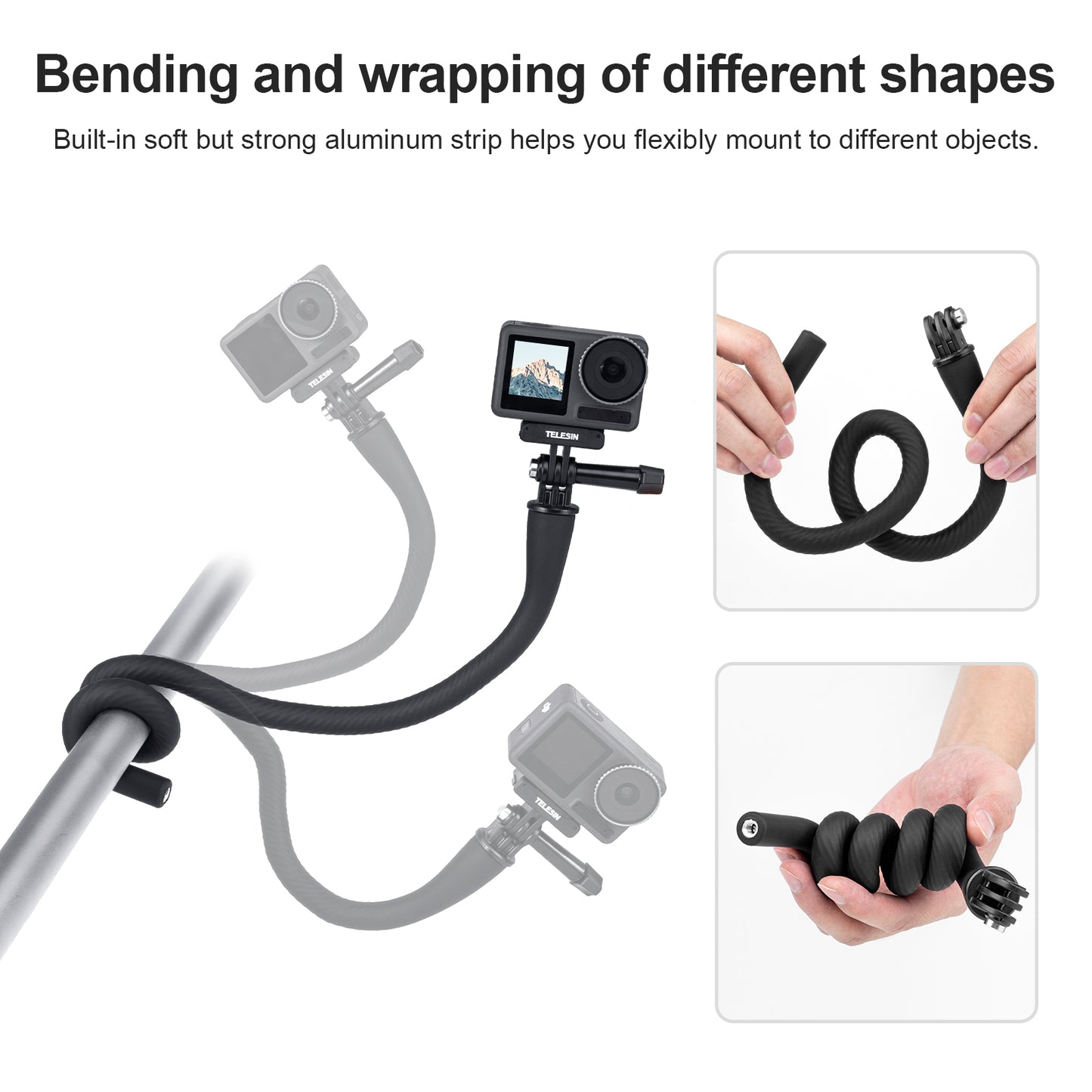 Uniqkart TE-FM-002 Flexible Phone Mount Adapter Holder for GoPro, DJI Action Camera Selfie Stick Phone Bracket