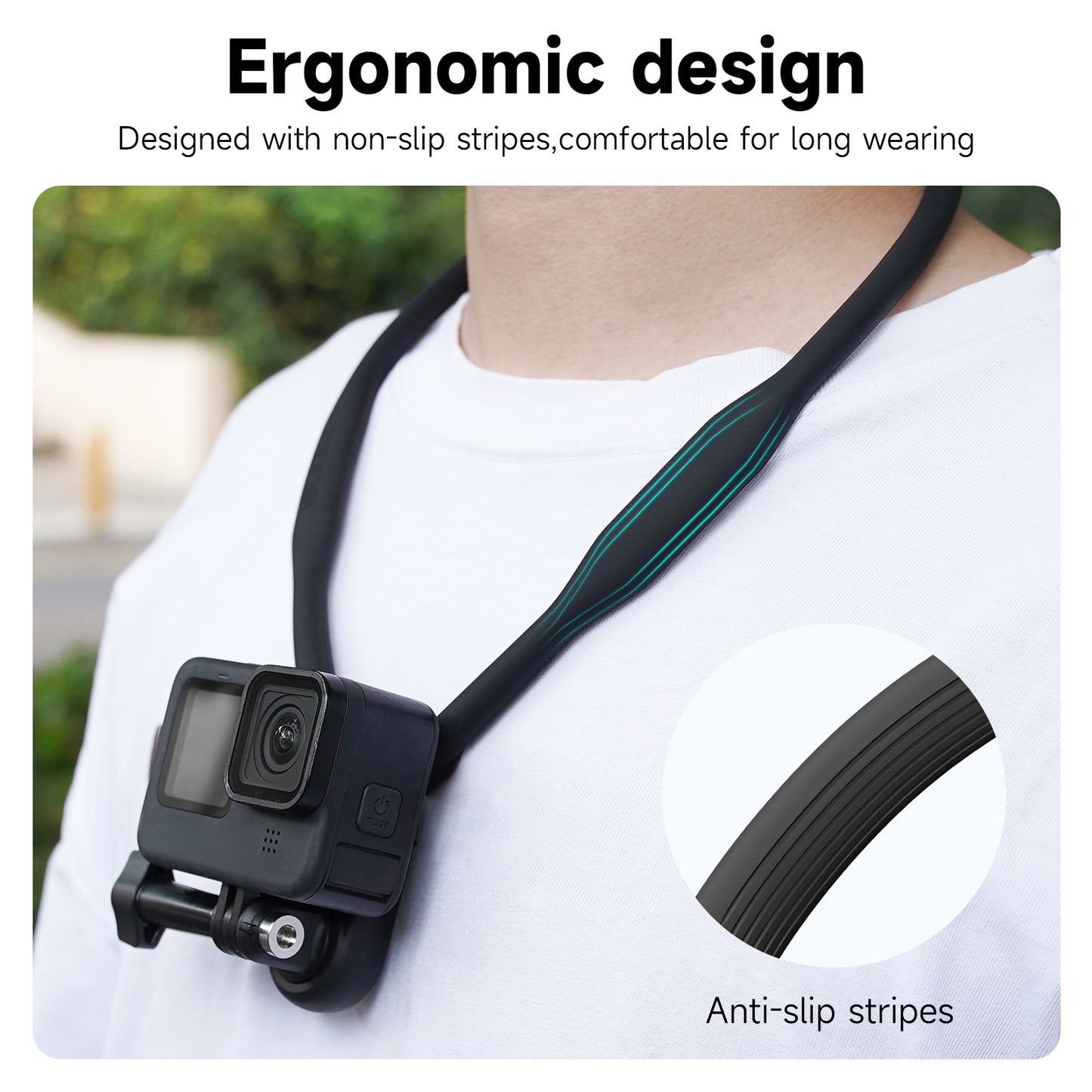 Uniqkart TE-HNB-003 Sports Camera Flexible Holder for GoPro Hero 11 / 10 / 9 Action Camera Neck Mount Bracket