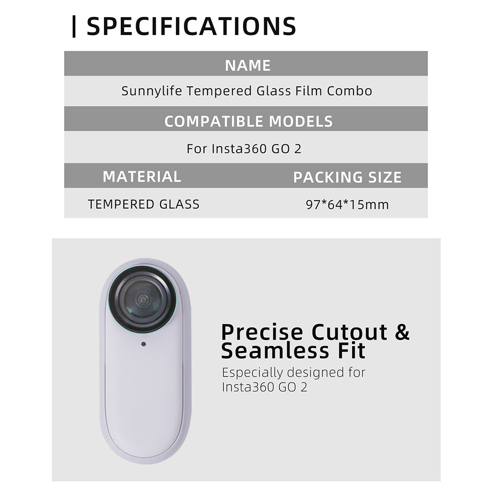 Uniqkart IST-GHM653 2Pcs Lens Protector for Insta360 GO 3 / GO 2 , Tempered Glass Camera Lens Guard Film
