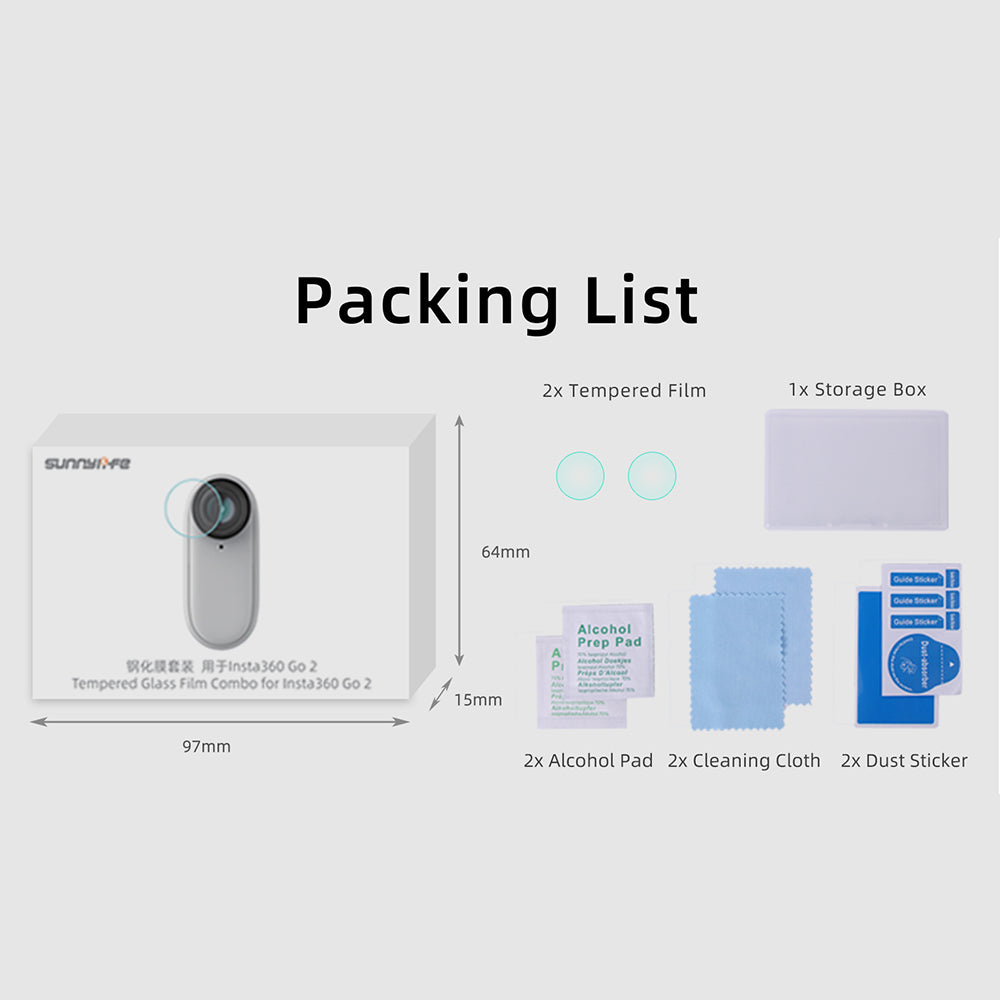 Uniqkart IST-GHM653 2Pcs Lens Protector for Insta360 GO 3 / GO 2 , Tempered Glass Camera Lens Guard Film